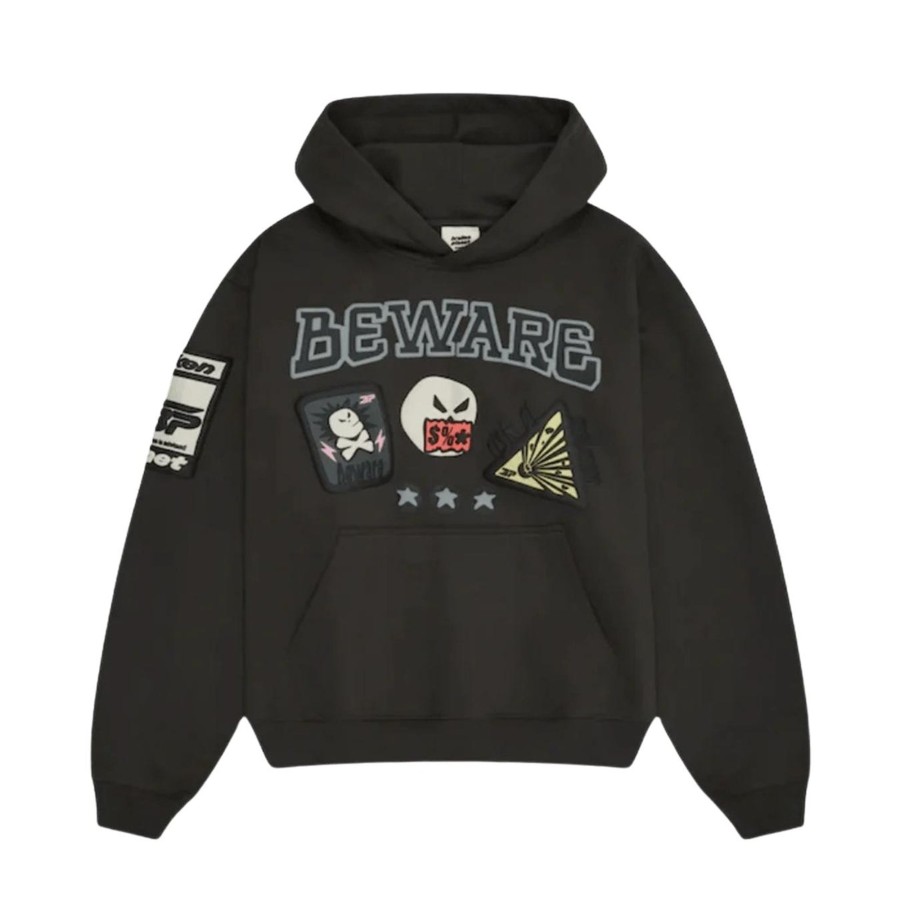 Clothing Broken Planet | Broken Planet Market Hoodie 'Beware' - Soot Black