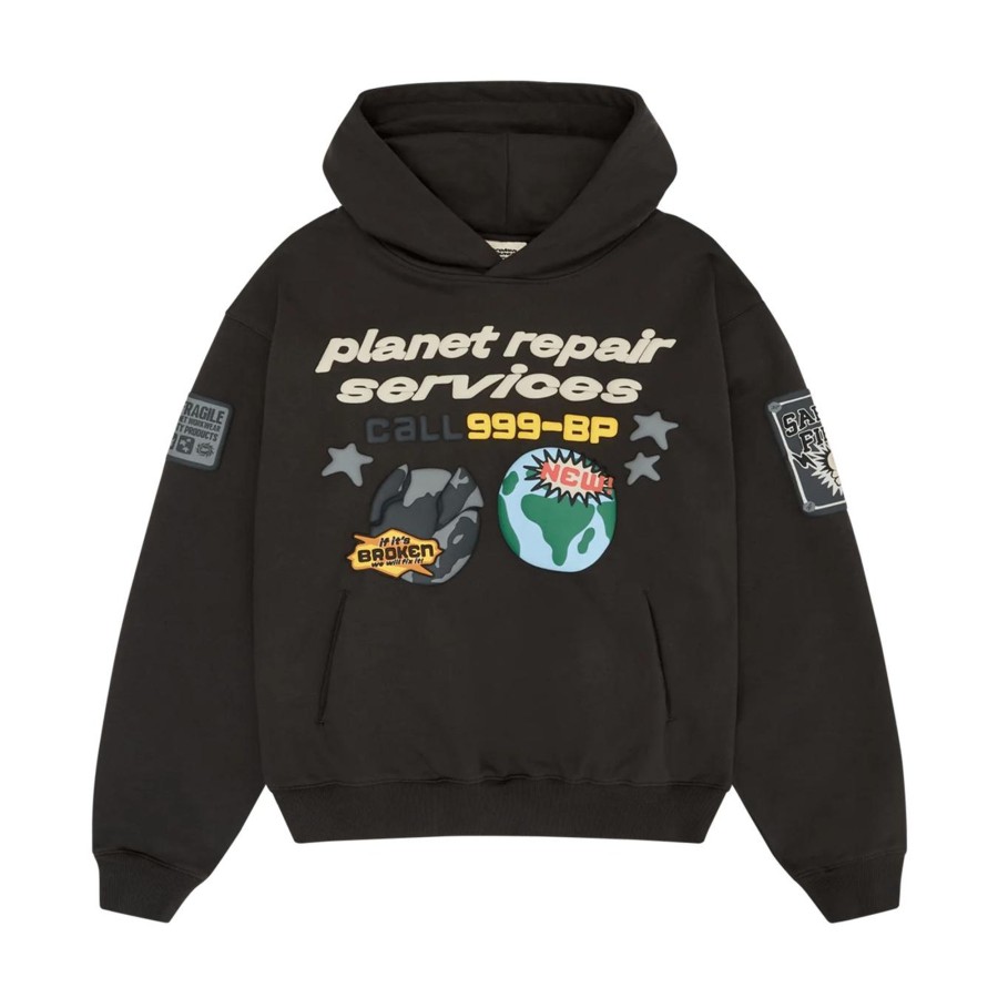 Clothing Broken Planet | Broken Planet Market Hoodie 'Planet Repair Services' - Soot Black