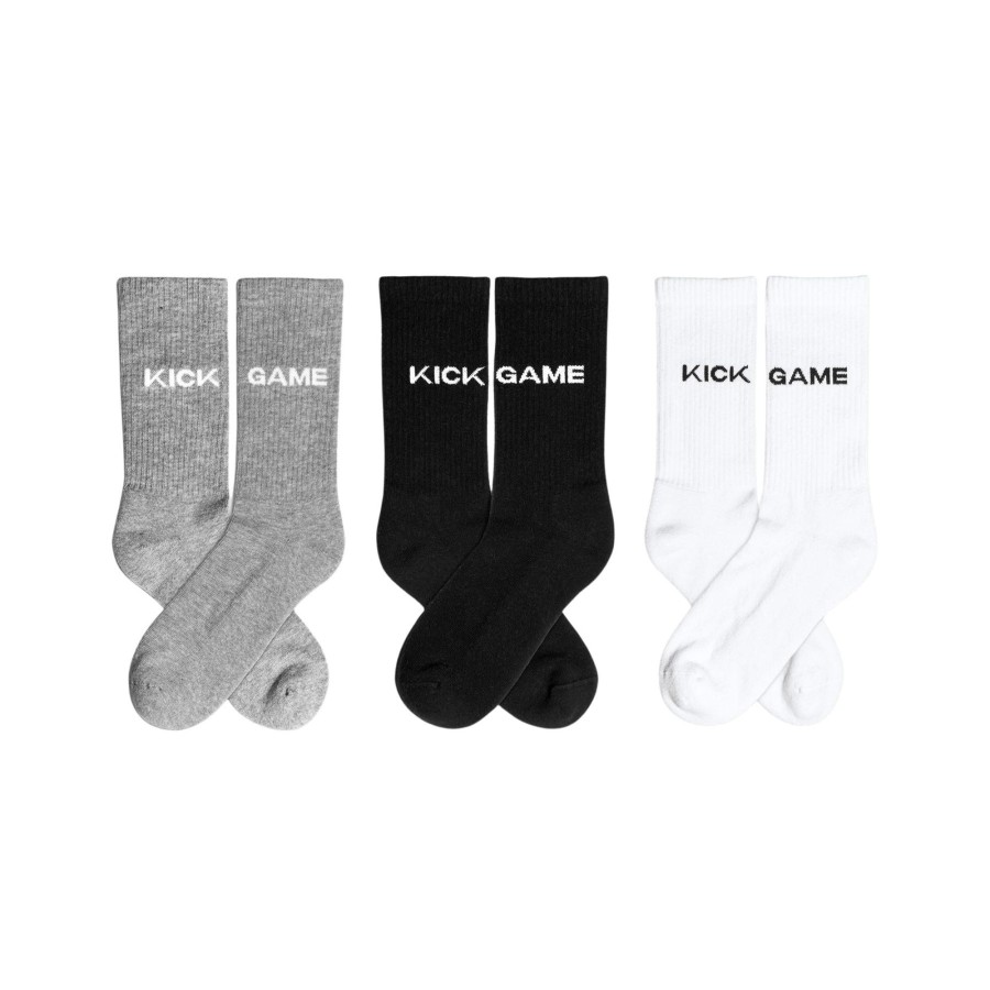 Accessories Kick Game | Kick Game 3 Pack Socks "Black White Grey"