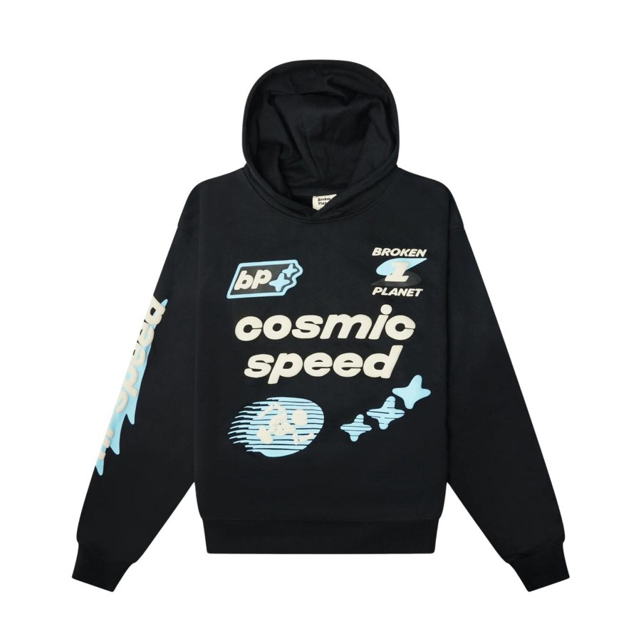 Clothing Broken Planet | Broken Planet Market Hoodie 'Cosmic Speed' - Midnight Black