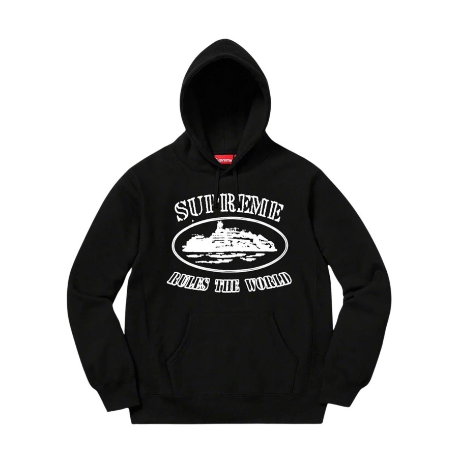 Clothing Supreme | Supreme Corteiz Rules The World Hoodie Black